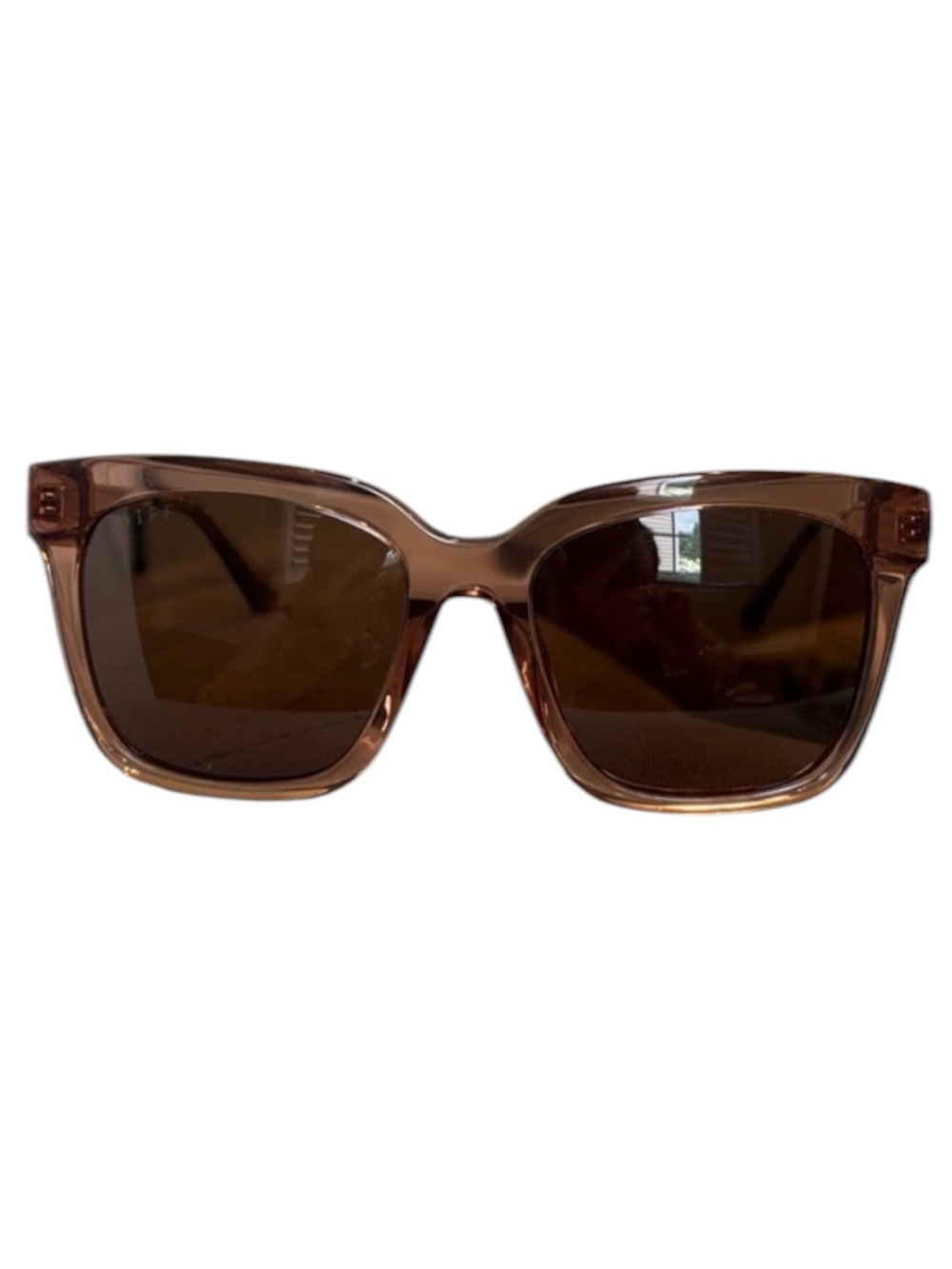Diff Bella Polarized Square Cut Sunglasses Mauve/Amber